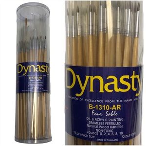 Dynasty 72pc Faux Sable Oil & Acrylic Paint Brushes New